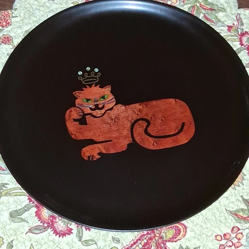 🔥 Couroc of Monterey “King Cat” Cocktail Tray – One Cool Kat! – 10.5”